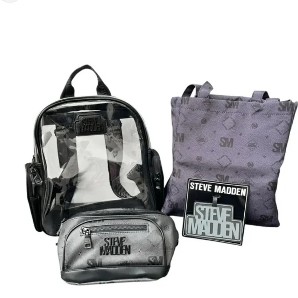 Steve Madden Birma clear logo back‎ pack set